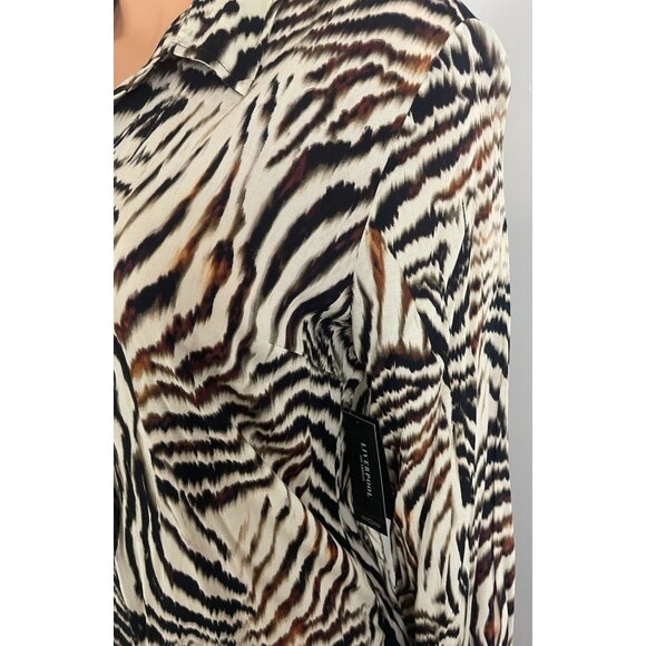 Liverpool Los Angeles Blouse Button Up Allover Patchwork Animal Print Size M NWT - Picture 4 of 16